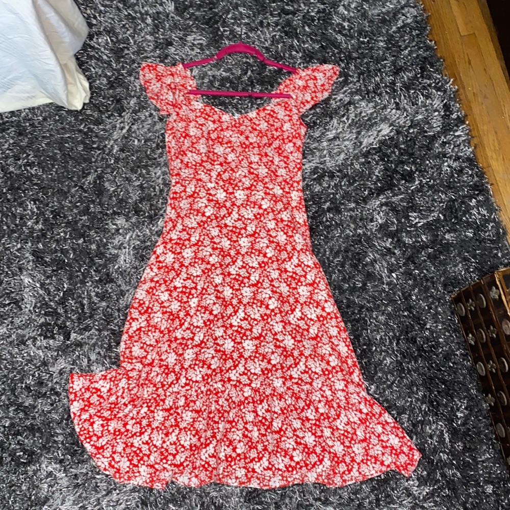 Red and Creme floral dress